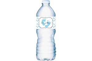 ROKAPARY 25 Its a Boy Blue Footprints Baby Shower Party Water Bottle Labels; Waterproof Water Bottle Wrappers; Its a Boy Water Bottle Stickers Labels Decorations (Its a Boy)