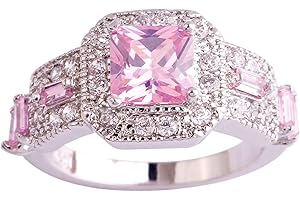 Emsione 925 Sterling Silver Plated Created Amethyst Halo Brilliant Women Men Statement Ring