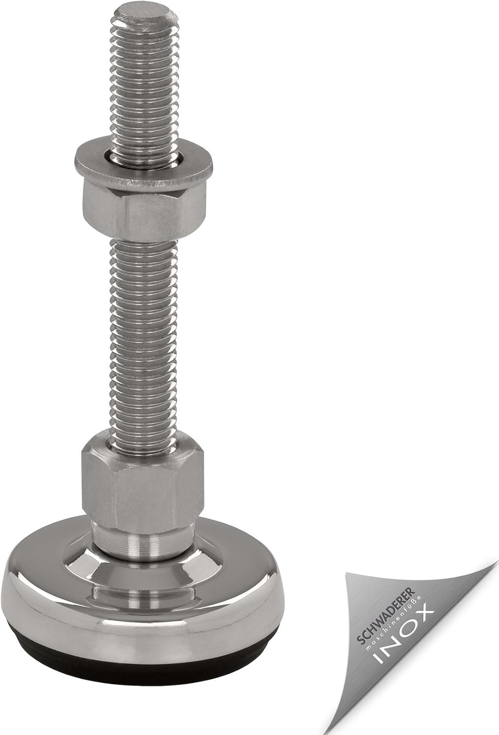 Produktbild von ESD Gelenkfuß Glocken-Stellfuß – D58, M12x85 Mm, Stahl Verzinkt, Mit Mutter, Für Maschinen