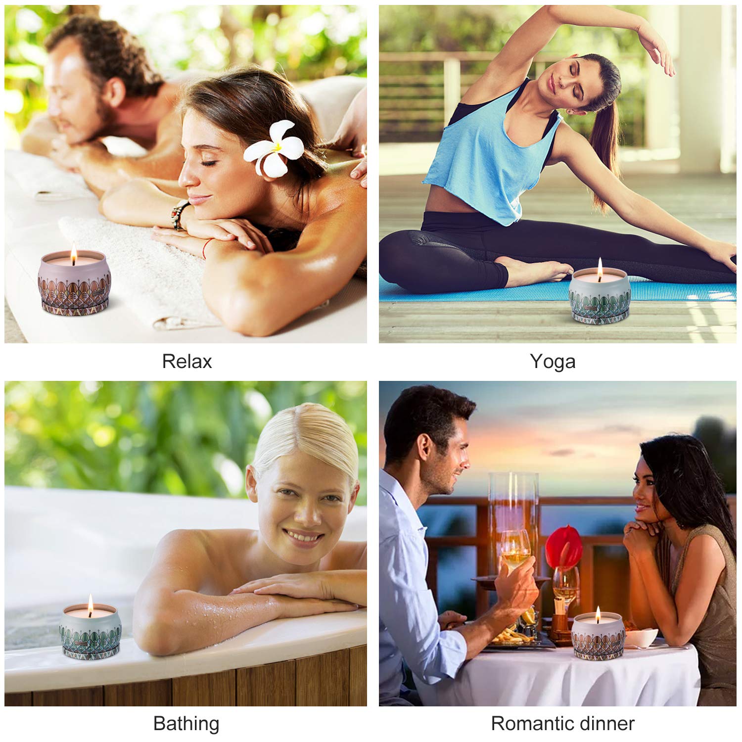 Amexi Duftkerze Jasmin, Flieder, Lavendel, Rose Duftkerzen 100% Sojawachs Aromatherapie Kerze 40Std 154g (Jasmin, Flieder)