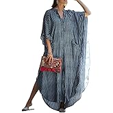 Bsubseach Beach Kaftan Dresses Cheetah Long Rayon Caftan Swim Cover Up Muumuu Animal Dress Oversized Coverups Swimwear