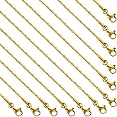 SMYHTGLIF 18 Inches Stainless Steel Necklace Chain for Jewelry Making 12 Pcs Gold DIY Craft Jewelry Necklace Chain Bulk with Adjustable Extender
