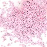 Gacuyi Size 3 mm 8/0 Glass Seed Beads, 5100 Pcs Small Mini Spacer Loose Pony Beads for Jewelry Making and DIY Crafts (Matte Light Pink)