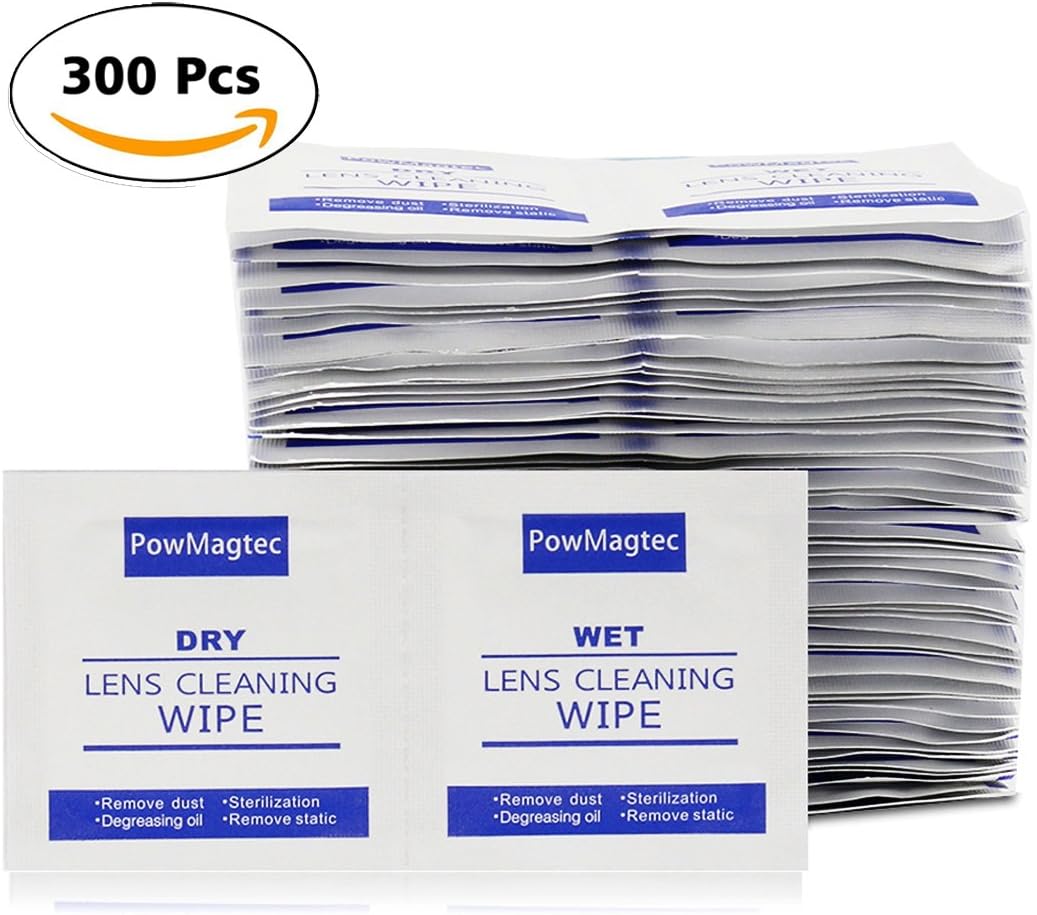 Pre-Moistened Lens Cleaning Wipes, Wet and Dry Wipes 300 pcs, for Lens Eyeglasses Glasses Screen iPad iPhone Tablet Cell Phone, remove smudges and dirt effectively