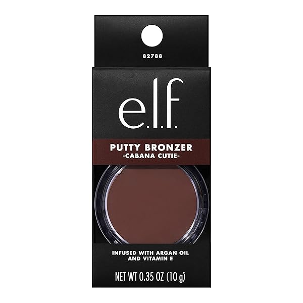 E.L.F. PUTTY BRONZER, CREAMY & HIGHLY PIGMENTED FORMULA, CREATES A LONG-LASTING BRONZED GLOW, INFUSED WITH ARGAN OIL & VITAMIN E, CABANA CUTIE, 0.35 OZ (10G)