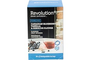 REVOLUTION TEA® Canadian Blueberry, Vanilla & Hibiscus Flower Fruit Tea [THE ORIGINAL] – Premium Full Leaf Tea – Biodegradable Infuser Tea Bags – Flavored Fruit Tea – Naturally Caffeine Free – 20 Bags