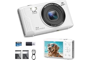 5K Digital Camera, Upgrade Autofocus 72MP Vlogging Camera Photo with 32G SD Card, 2.83'' Screen, 2 Batteries, 16X Zoom, WiFi 