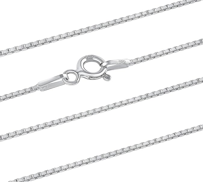 BOX CHAIN Sterling SILVER CHAIN Jewellery 925 Necklace 16 18 20 22 24 '' for Woman Men 1.1mm 