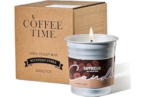 M&SENSE Cappuccino Coffee Candles for Home, 7oz Non Toxic Natural Soy Candles 48-Hour Lasting Scent, Fresh Smelling Coffee Sc