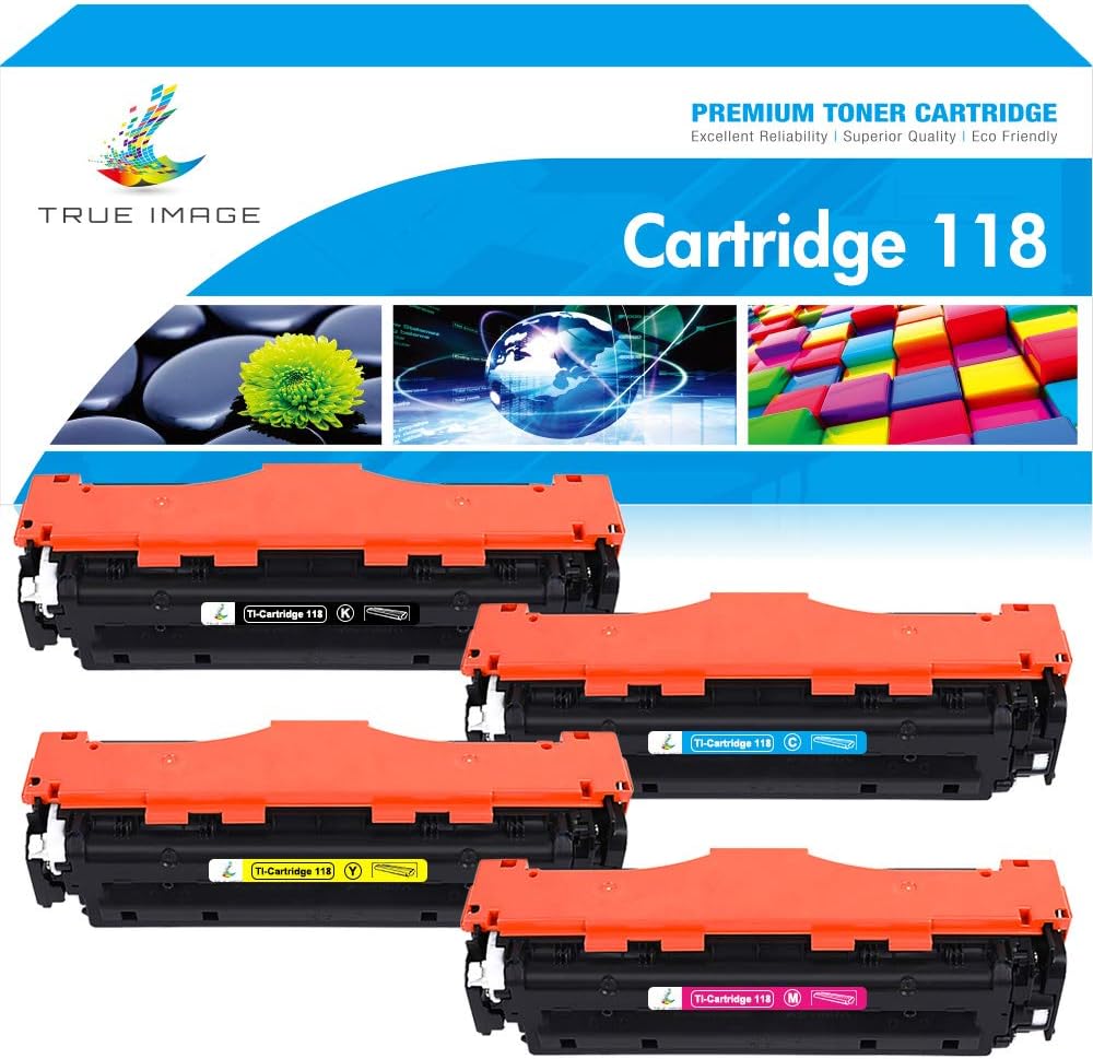 True Image Compatible Toner Cartridge Replacement for Canon 118 CRG118 Imageclass MF726Cdw MF8580Cdw MF8380Cdw MF8350Cdn MF8500C MF720C LBP7660Cdn Printer Ink (Black Cyan Yellow Magenta, 4-Pack)