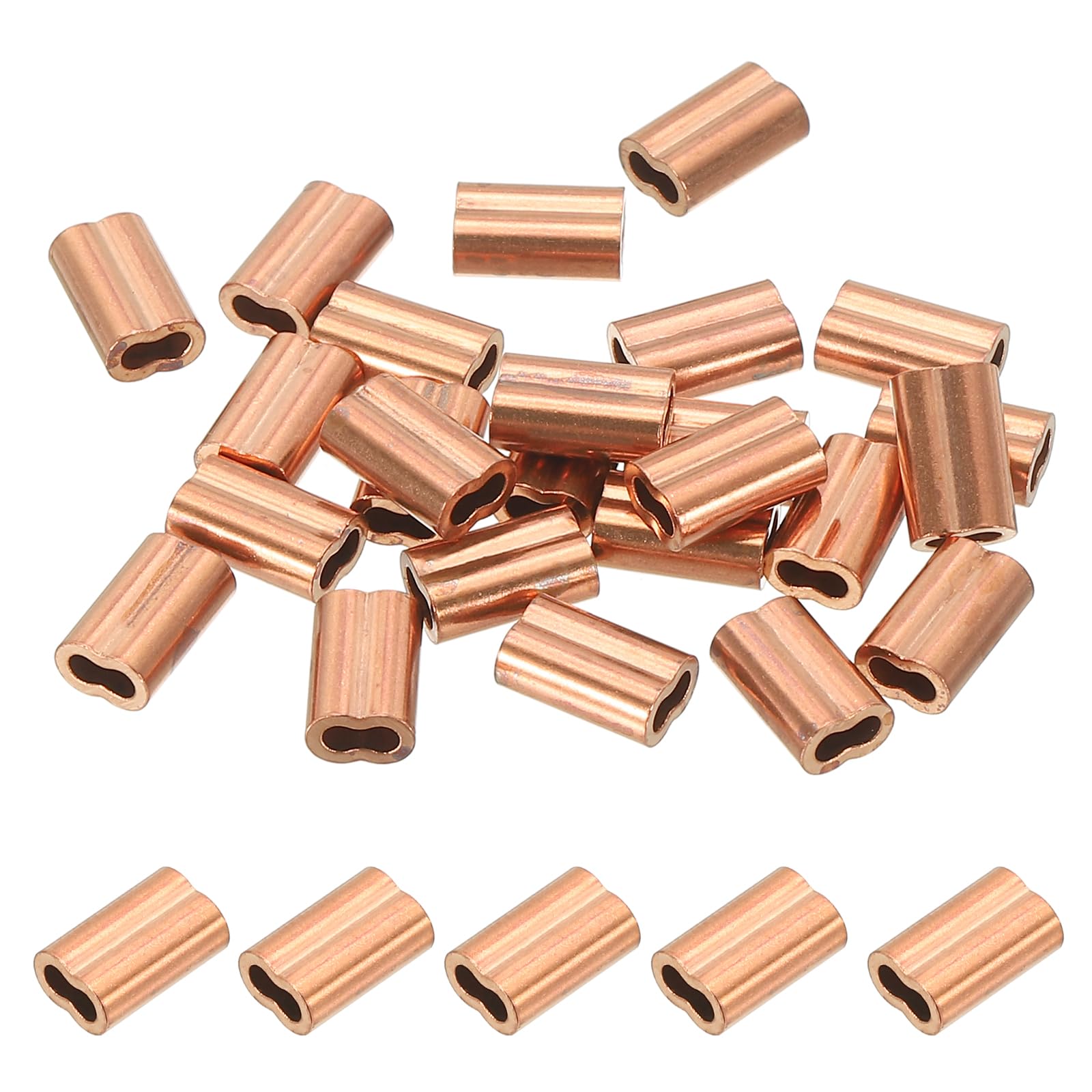 PATIKIL M1.5(1/16") Copper Crimping Loop Sleeve, 50 Pack Wire Rope Loop Sleeve Cable Crimps for Cable Ferrule, Wire Rope, and Cable Line End Assortment