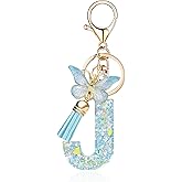OKAICEN Fashion Alphabet Initial Letter Keychain Tassel Butterfly Pendant Key Ring for Purse Handbags Women Girl