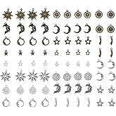 Mixed Moon and Star Charms Pendants Necklace Earrings Bracelet Charms DIY for Crafting, Jewelry Making Accessory