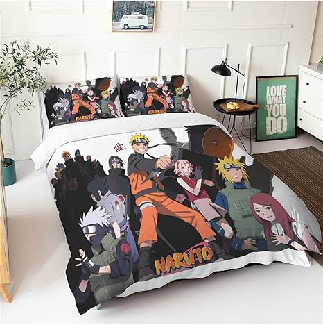 Amazon ナルトアニメベッド寝具セット 3ピース軽量プレミアムベッドシーツセットベッドスプレッド スーパーソフトのしわ フェード抵抗性寝具セットオールシーズン Color A Size Eu King 230 2cm 寝具カバーセット オンライン通販