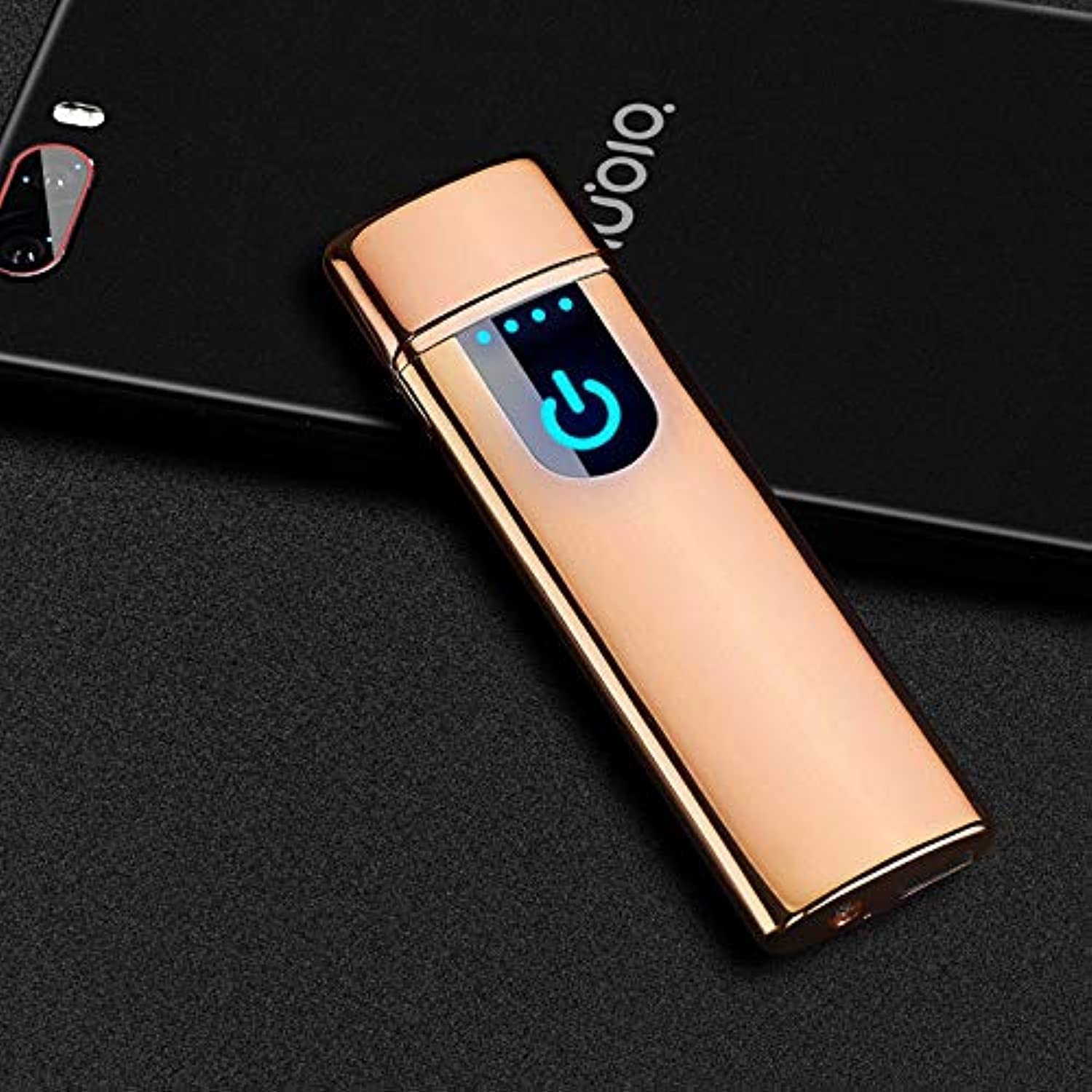 Wiber Rechargeable USB Electronic Lighter Fingerprint Touching LED Sensor Screen Double-sided Ignition Windproof Flameless Candle Lighter