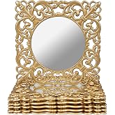 MAONAME 12" Gold Charger Plates Set of 6, Mirror Chargers for Dinner Plates | Square Plates Chargers, Plastic Table Chargers with Embossed Rims, Decorative Charger for Wedding, Party, Table Setting