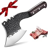 Dream Reach Meat Cleaver Heavy Duty Bone Chopper High Carbon Bone Cutting Knife Hand Forged Butcher Knife with Cover for Kitchen Outdoor BBQ, Christmas Gifts for Men Women