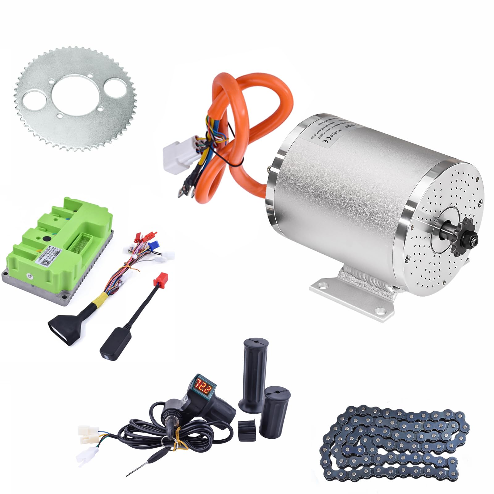 48v 2000w Electric Brushless Dc Motor Complete Kit, 4300rpm High Speed Motor W/Battery Display LCD Throttle, For Electric Scooter Bicycle Motorcycle Mid Drive Motor