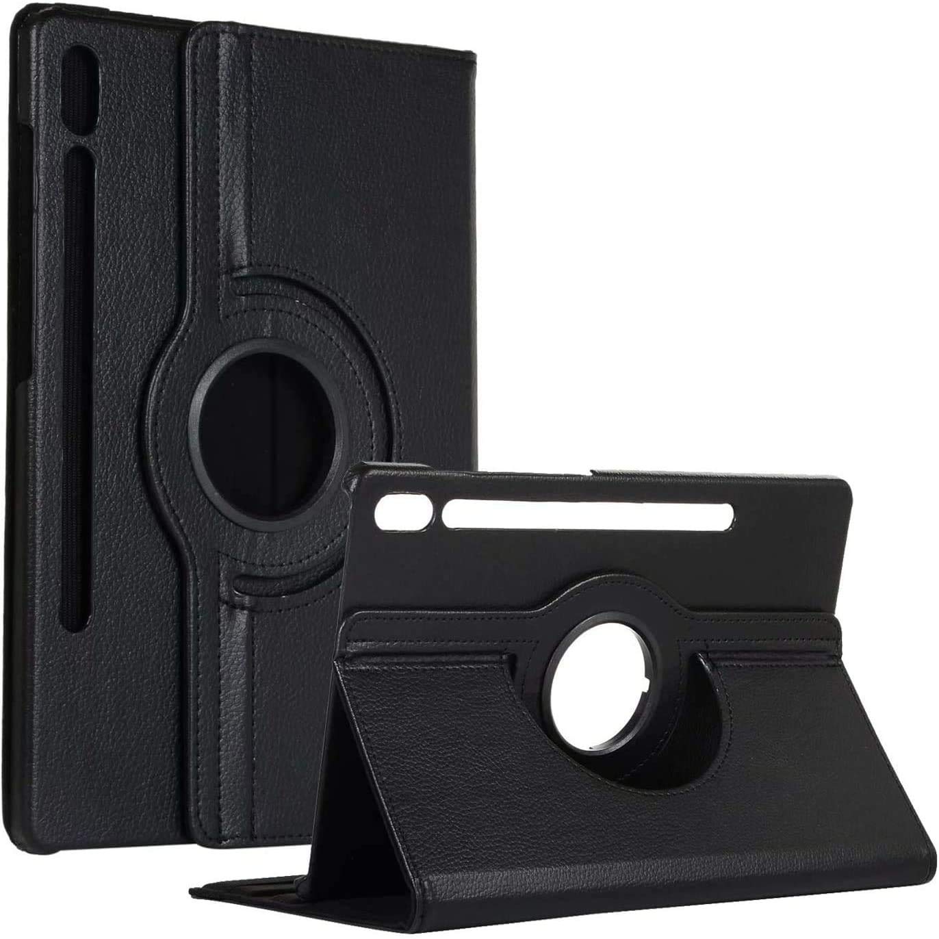 Case For Galaxy Tab S7 11'' PU Leather 360 Degree Rotating Compatible With Galaxy Tab S7 11'' (SM-T870/T875/T876B) (Black)