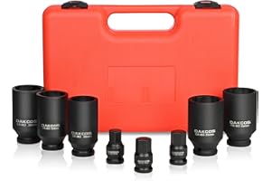DAKCOS 8pcs Axle Nuts Impact Socket,Axle Nuts Drive Shaft Special Tool Set Power Socket Set,12 Point,1/2" Drive,14-17-19,30-32-34-35-36 mm