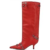 Oiamenne Knee High Boots for Women Wide Calf Boots Pointed Toe Tall Boots Kitten Heel Boots Womens Fall Winter Boots for Party Gifts Dress