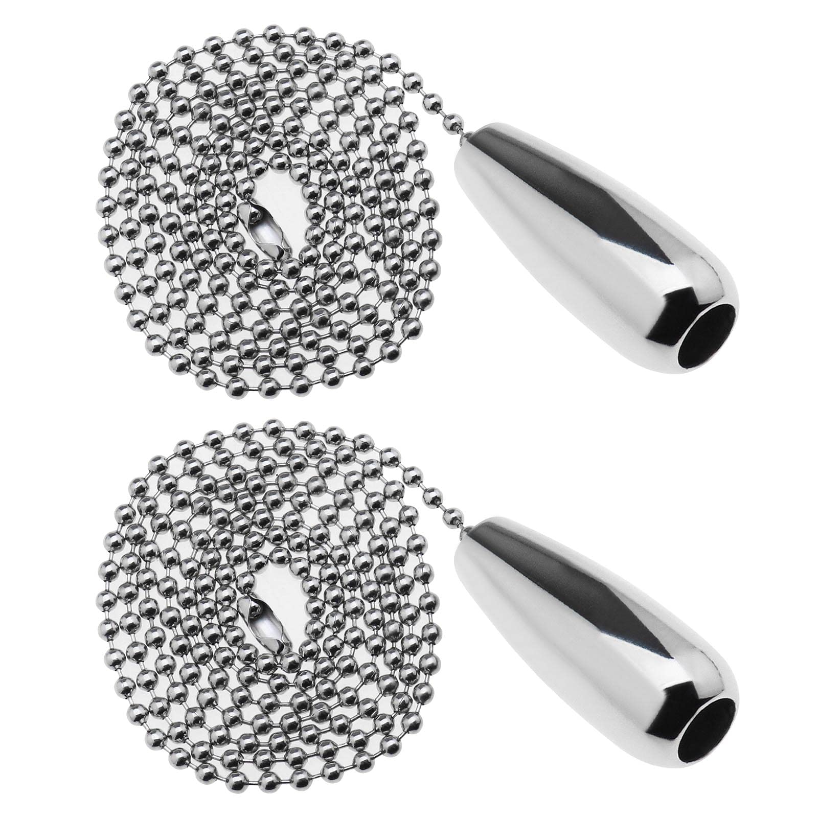 ECSiNG 2PCS Round Light Pull Chain Teardrop Extension with Ball Chain Connector 84.5cm for Bathroom Toilet Light/Ceiling Light Fan Switch/Blind Cord Pull Handle