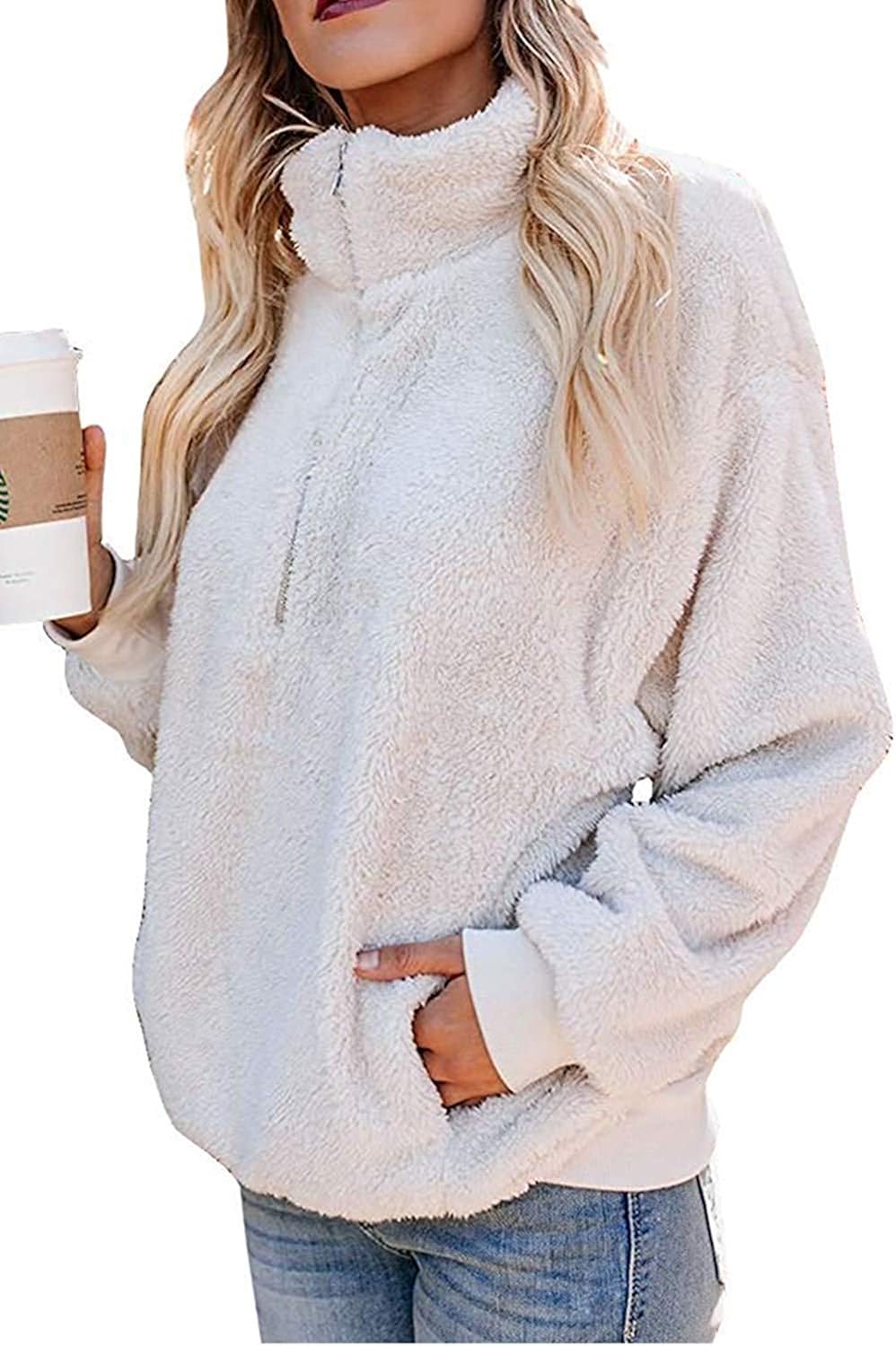 fuzzy sweater half zip