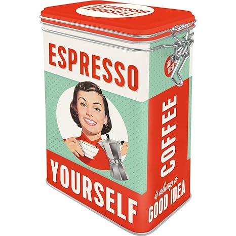 Nostalgic-Art 31104 Say it 50's - Espresso Yourself | Retro Aromadose| Blech-Dose | Kaffee-Dose | Aromadeckel | Metall