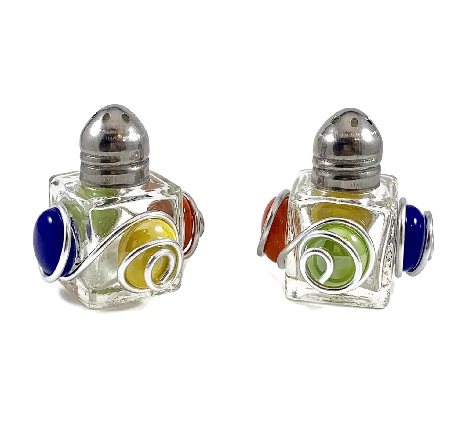 Wire Wrapped Mini Salt and Pepper Shaker Set Handmade