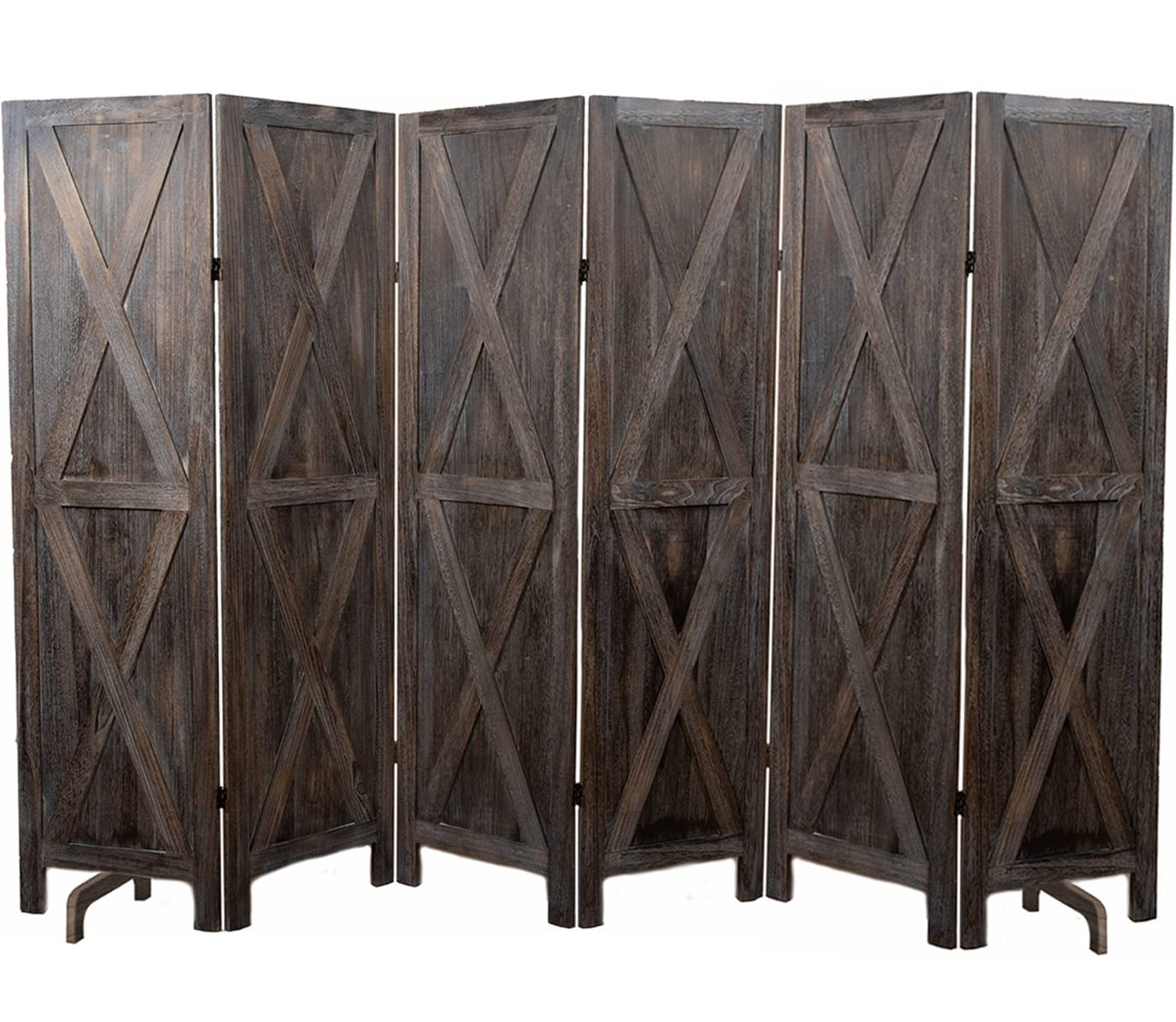 Photo 1 of *WHITE* Premium Home 6-Panel Room Divider – Rustic White Barn Door, X Pattern Folding Privacy Screen, Partition Wall