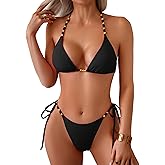 swimall Women's Thong Bikini Set Sexy String High Cut Triangle Swimsuit Two Piece Brazilian Bathing Suit