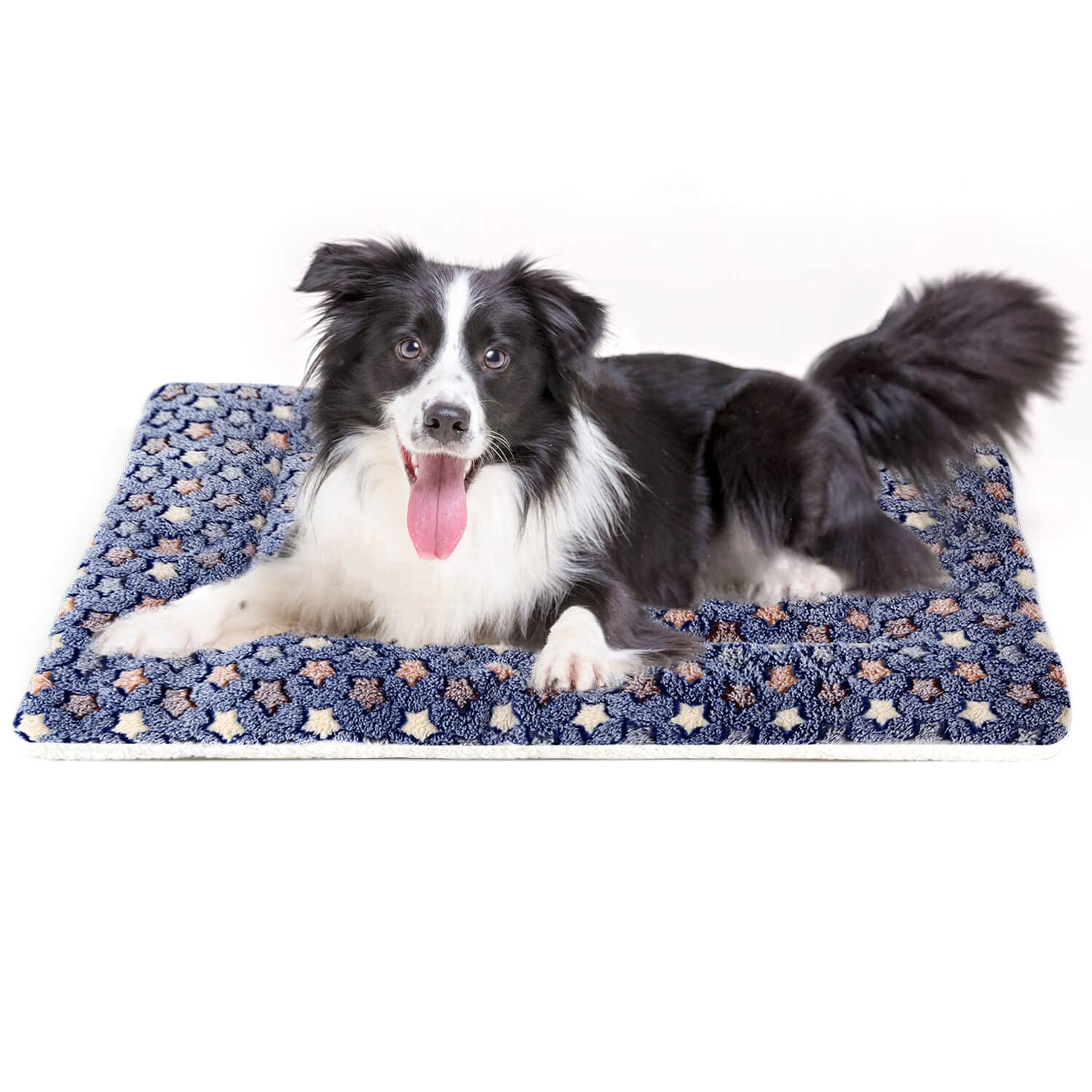 MORA PETS Dog Bed Mat Small Washable Dog Crate Mattress for 36 inch Cage Soft Flat Pet Cushion Bedding Puppy Pillow Blanket for Cats Puppy Dogs Reversible 89x59cm Blue