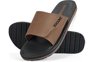 ZOKSOVE Slides for Men - Adjustable Slide Sandals Slip On- Open Toe Memory Foam Beach Sandals - Comfortable Summer Footwear for indoor/outdoor - Black 7