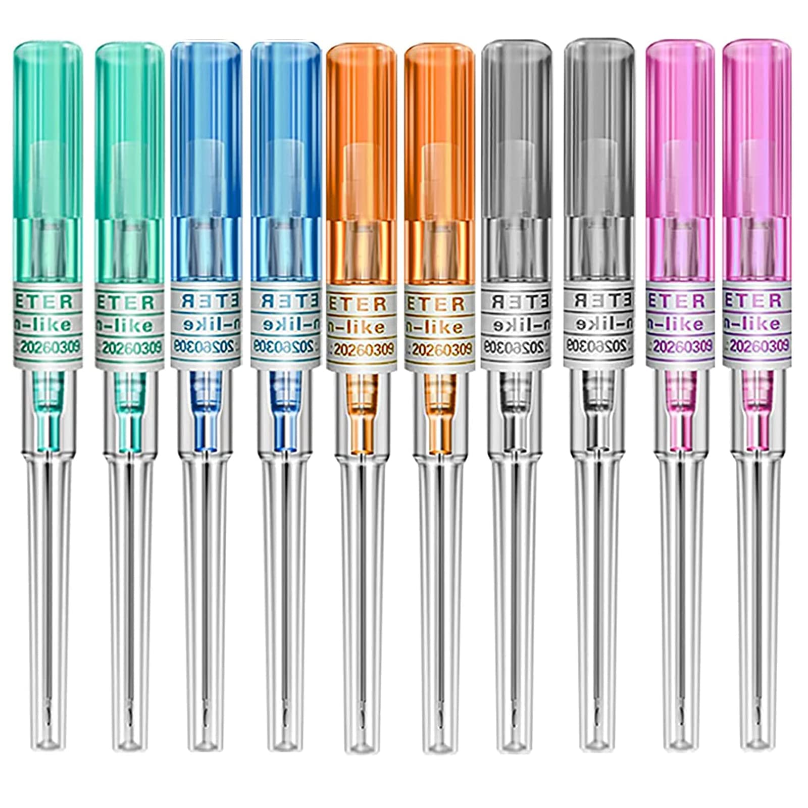 Unihuby Piercing Needles - 50PCS Mixed Gauge Ear & Nose Piercing Kit (10PCS Each)