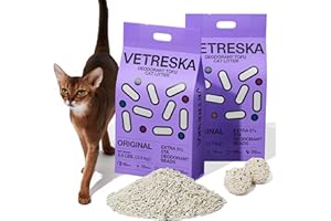 VETRESKA Tofu Cat Litter,Natural Kitty Litter Strong Clumping Flushable Cat Litter Pellets Ultra Absorbent,Odor Control,Dust-