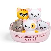 WHAT DO YOU MEME? Emotional Support Kitties by Relatable, Cuddly Stuffed Animals and Toys, Squishy Toys and Plushies, Great Ideas for Loved Ones of All Ages, Includes 5 Plushies with Carrying Basket