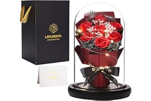 Lafloraita Preserved Real Rose in Glass Dome,Rose Gifts for Women,Valentine's Day, Mother's Day, Birthday, Christmas, Anniversary