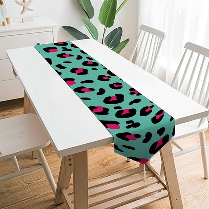 Camino de mesa con estampado de lunares, diseño de leopardo, para casa