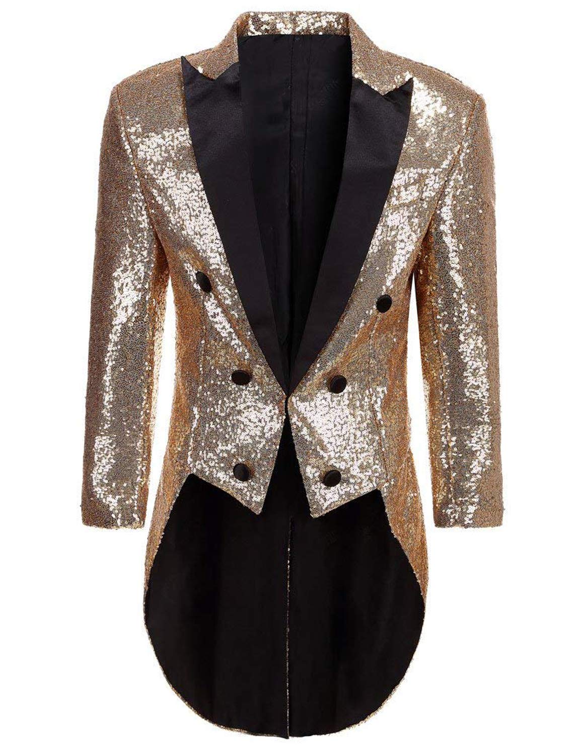 DGMJ Sequins Tailcoat Circus Costume Men for Party Stylish Dinner Jacket Outwear Tuxedo Cosplay Show