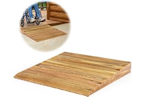 THOOUM Wooden Threshold Ramp for Home Steps, 7" Rise Doorway Ramp with Non-Slip Grooves, Door Ramp for Wheelchair/Walker/Cart/Scooter, (31.4 W*7.0" H, Solid Pine Wood, 600LBS Capacity)