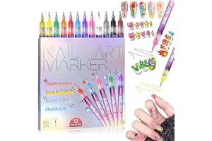 BCBU 12 Colors Nail Art Pens Set,Fine Tips 3d Nail Art Pens 3d Quick-Dry 0.5mm Nail Polish Pens,Diy Nail Art Marker Graffiti Dotting Pen For Nails Art Design Manicure Nail Diy Decoration