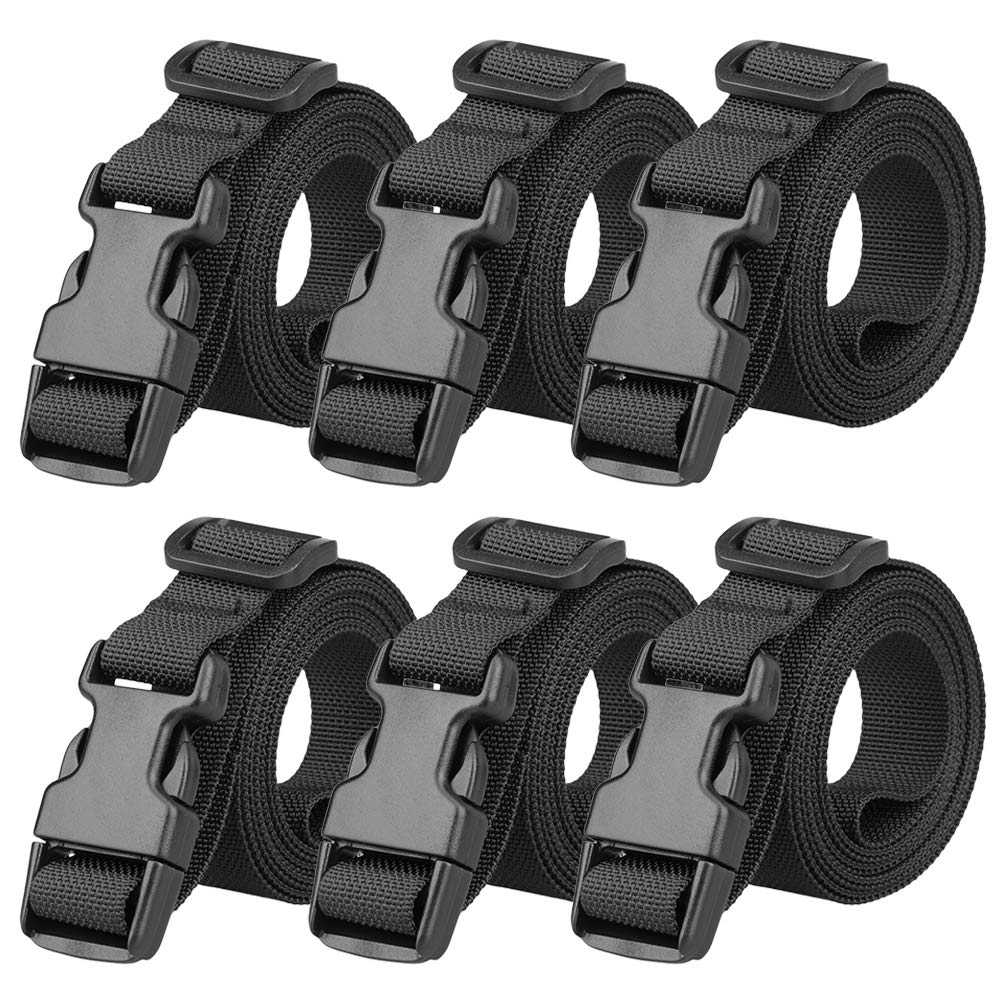 Magarrow Luggage Straps Adjustable Travel Accessories Packaging Suitcase Travel Buckle Belt Non-Slip Packing Belt (Black- 6pcs)