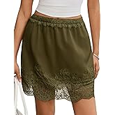 Wenrine Womens Lace Half Slip Skirt Satin Mini Layering Skirts Slips for Under Dresses Short Underskirt