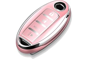 Tukellen Compatible with Nissan Key Fob Cover Soft TPU Key Case for Infiniti X-Trail Rogue Altima Quest Pathfinder Sentra Patrol CIMA Fuga Armada Teana Murano 4 Buttons Key Shell-Chalk Pink