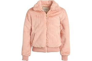 URBAN REPUBLIC Girls' Winter Coat - Full Zip Up Warm Plush Faux Fur Teddy Winter Bomber Jacket for Girls (Sizes: 4-16)