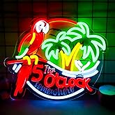 WittyRhE Its 5 00 O'clock Some Where Neon Signs Parrot Neon Lights Wall Decor for Beer Bar Pub Home Recreation Game Room Gift Art-12.6 x 12.2 IN-USB Powered-Acrylic