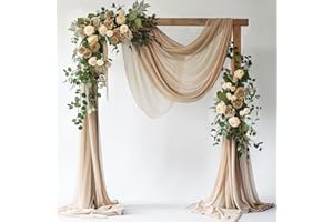 Wokceer Wedding Arch Draping Fabric Nude 28.7" x 20FT Sheer Fabric Drapes Backdrop Arch Draping Fabric for Wedding Ceremony B