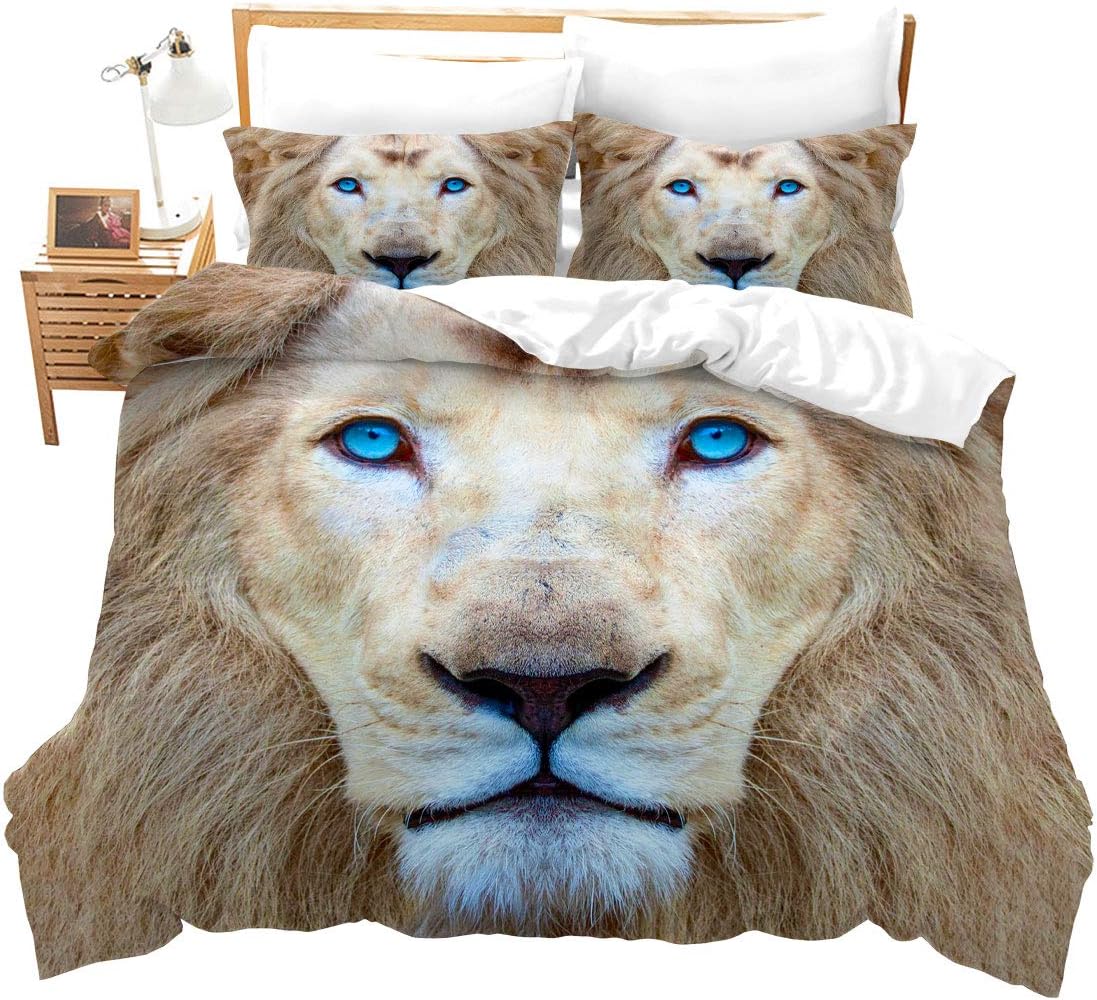 Feelyou Lion Bedding Duvet Cover Set King Size Decorative Quilt Cover 3D Africa Wild