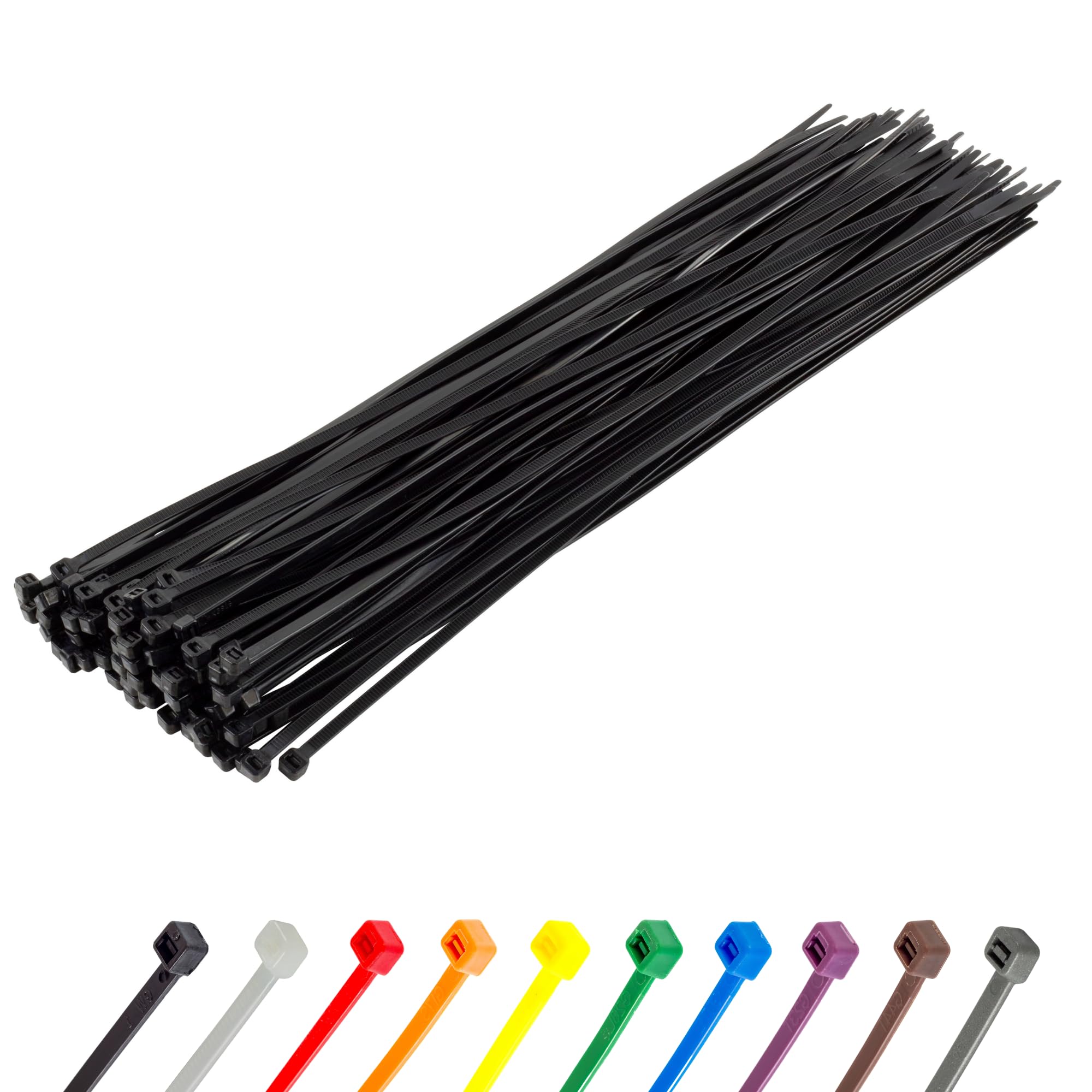Gocableties Heavy Duty Long Black Cable Ties, 370mm x 4.8mm, Pack of 100, Premium Nylon Zip Ties, Plastic Tie Wraps, Secure Self-Locking Mechanism, for Home, Garden, Office and DIY