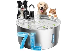 CITIZILI Dog Water Fountain for Large Dogs, 7L/1.8Gal 4200mAh Cordless Water Dispenser for Dogs, Stainless Steel Automatic Pet Water Fountain Indoor/Outdoor with Ultra-Quiet Pump Multi-Filter, Easy Clean